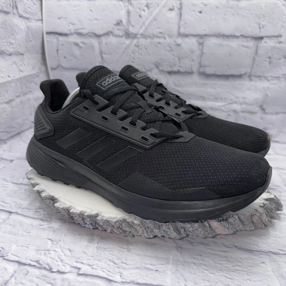Adidas Duramo 9 Mens Size 12.5 Triple Black Walking Running Shoes Sneakers - Picture 4 of 14